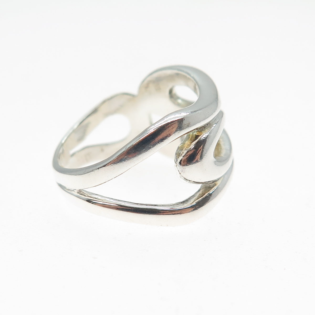 925 Sterling Silver Vintage Modernist Overlap Ring Size 7