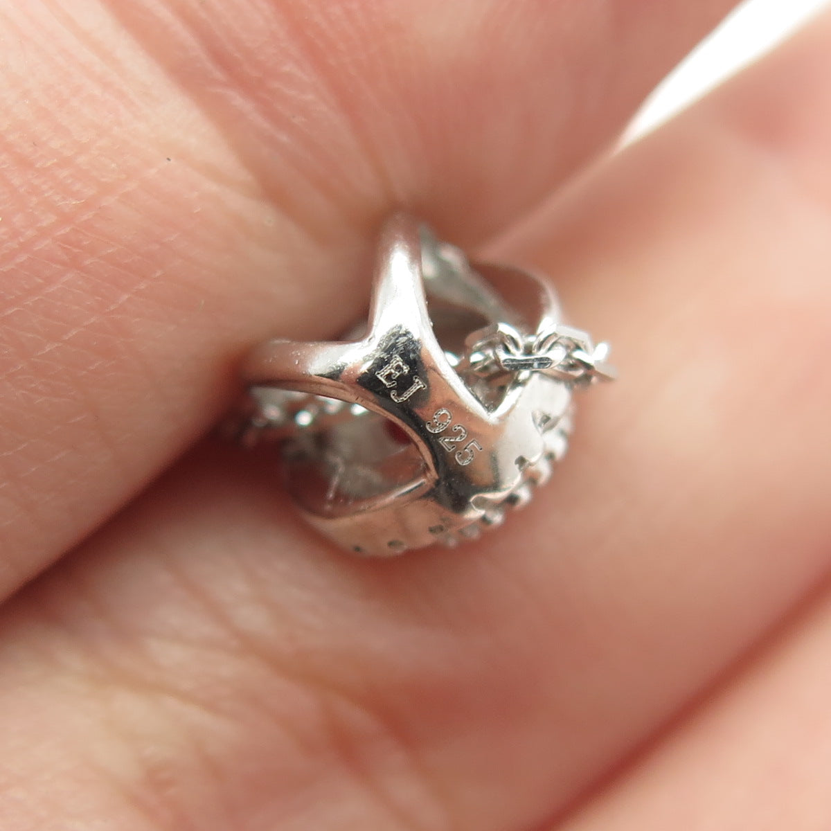 925 Sterling Silver Multi-Cut Pink & White C Z Cable Chain Necklace 16"