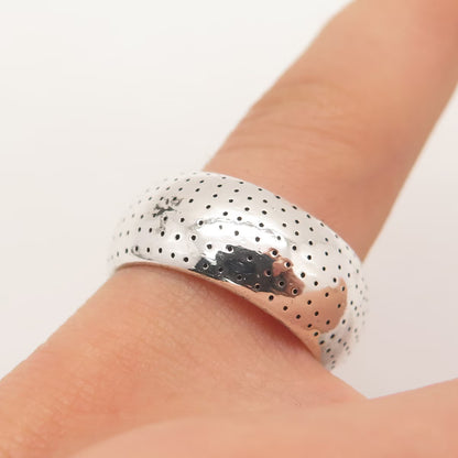 925 Sterling Silver Vintage Zina Dotted Band Ring Size 6
