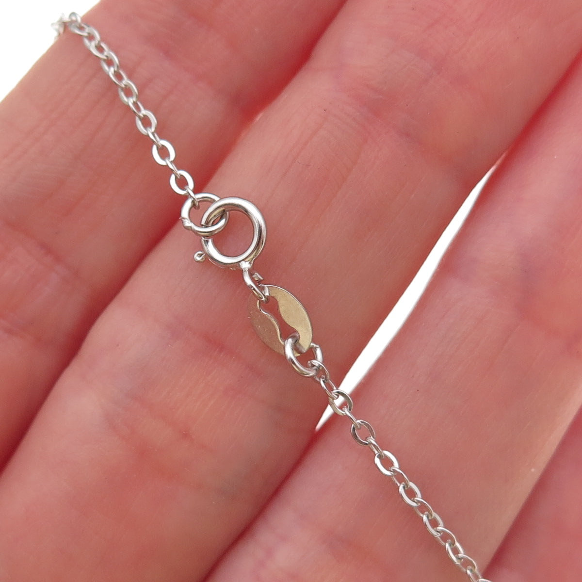 925 Sterling Silver Blue & White C Z Teardrop Cable Chain Necklace 18"