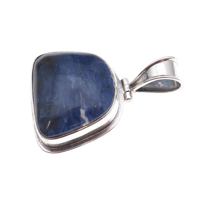 925 Sterling Silver Vintage Real Sodalite Modernist Pendant
