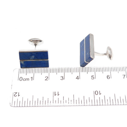 925 Sterling Silver Vintage Mexico Lapis Modernist Handcrafted Cufflinks