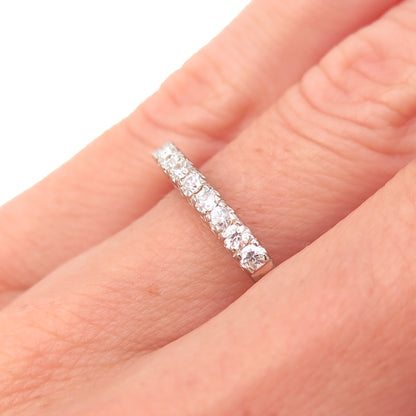925 Sterling Silver Round-Cut C Z Half Eternity Ring Size 6.25