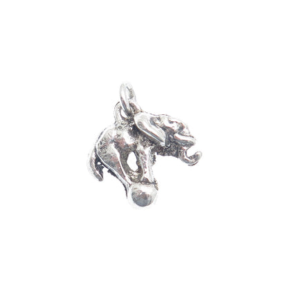 925 Sterling Silver Antique Art Deco Circus Elephant Minimalist 3D Charm Pendant