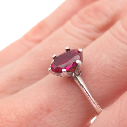 Chuck Clemency 925 Sterling Silver Vintage Real Oval-Cut Ruby Ring Size 9.5