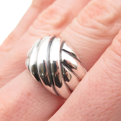 925 Sterling Silver Vintage Modernist Oxidized Ring Size 6.75