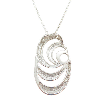 925 Sterling Silver Italy Modernist Swirl Cable Chain Necklace 18"