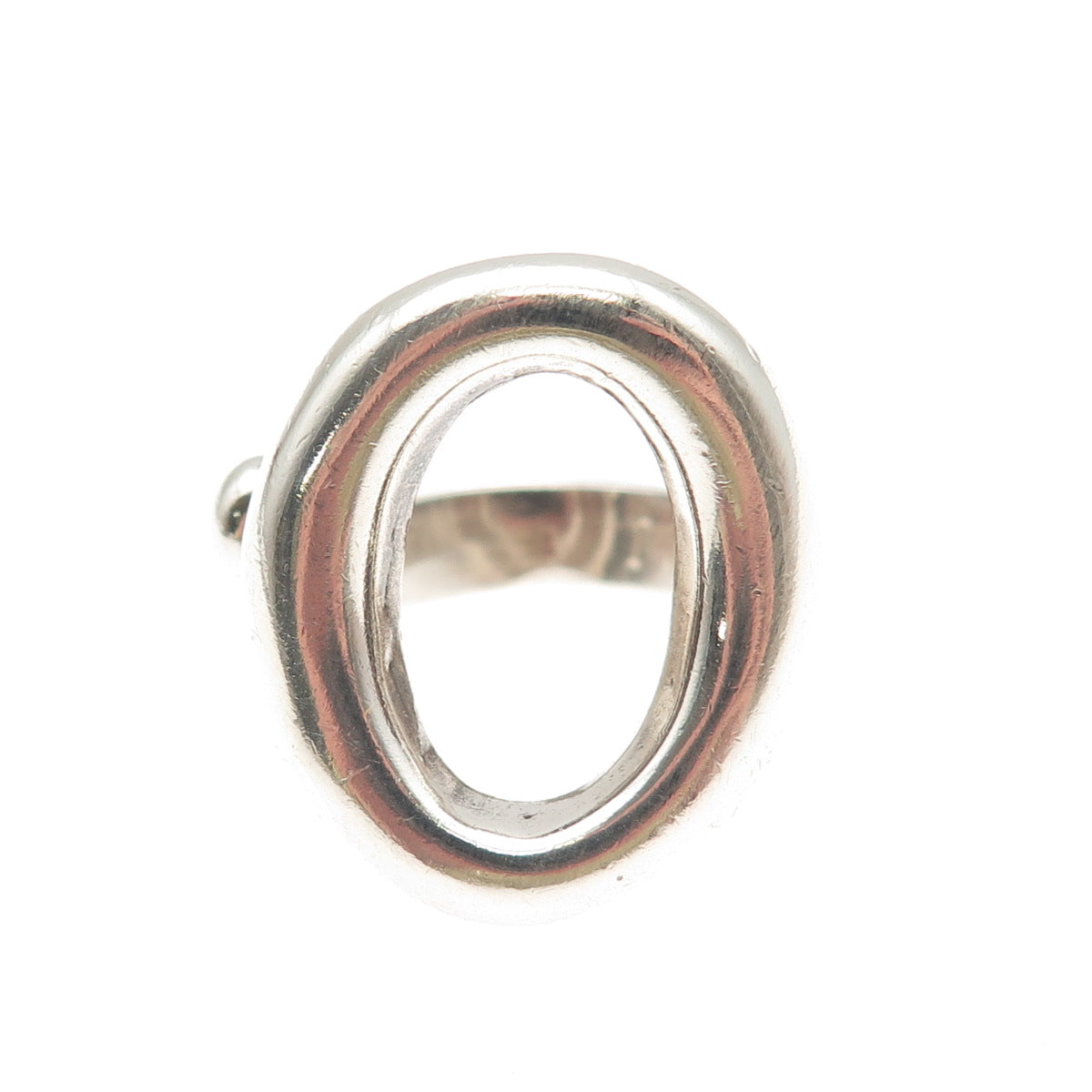 925 Sterling Silver Vintage Letter O Modernist Adjustable Ring Size 7.25