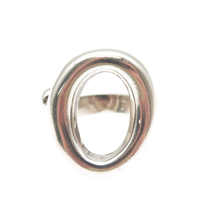 925 Sterling Silver Vintage Letter O Modernist Adjustable Ring Size 7.25