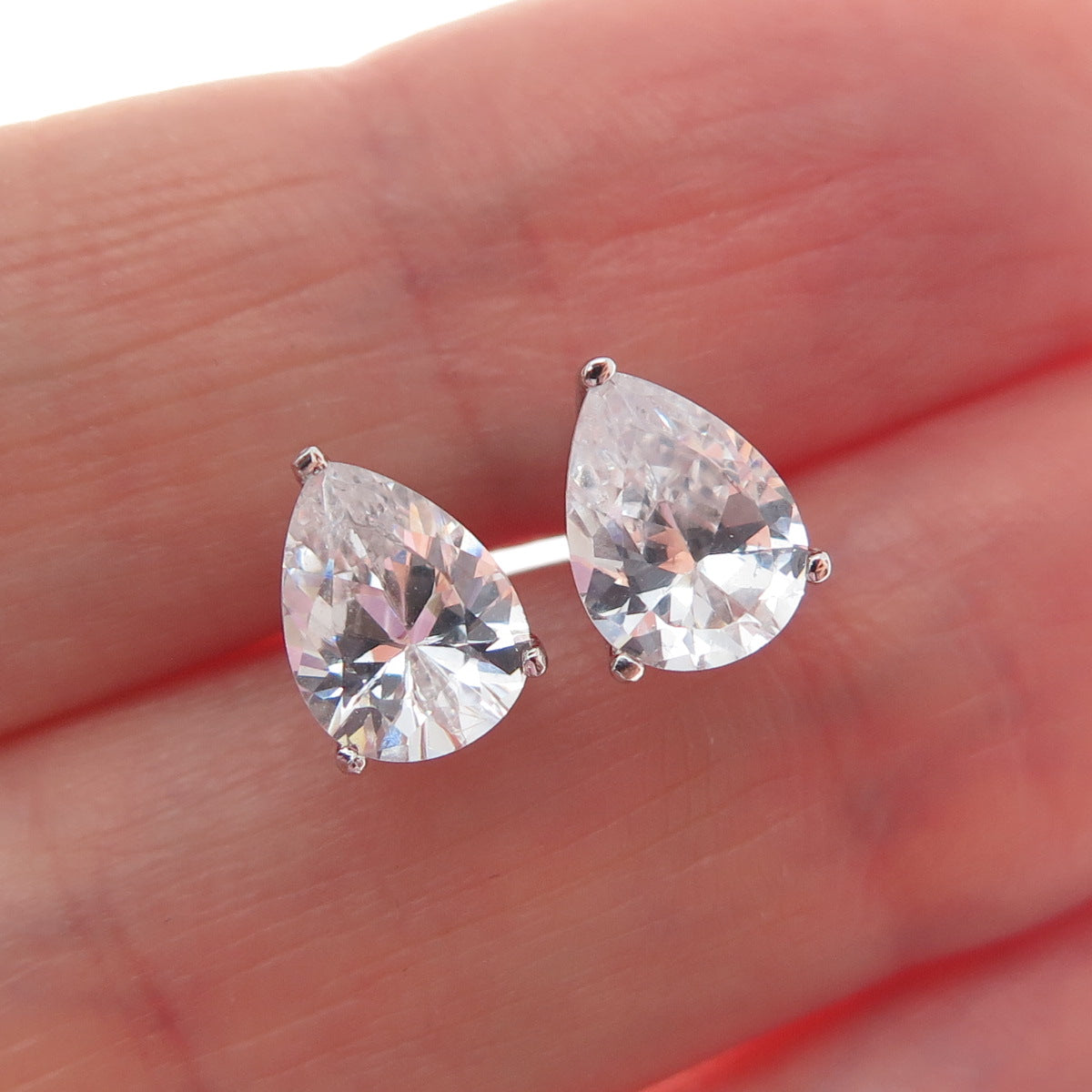 925 Sterling Silver Pear-Cut Stud Earrings