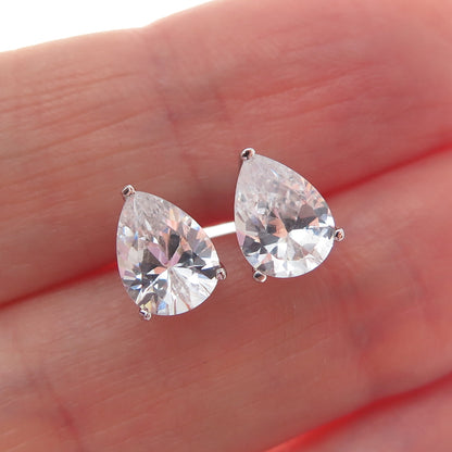 925 Sterling Silver Pear-Cut Stud Earrings
