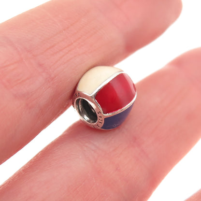 PANDORA 925 Sterling Silver Enamel Beach Ball Slide Bead Charm