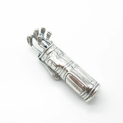 Beau 925 Sterling Silver Vintage Golf Club Oxidized Pin Brooch