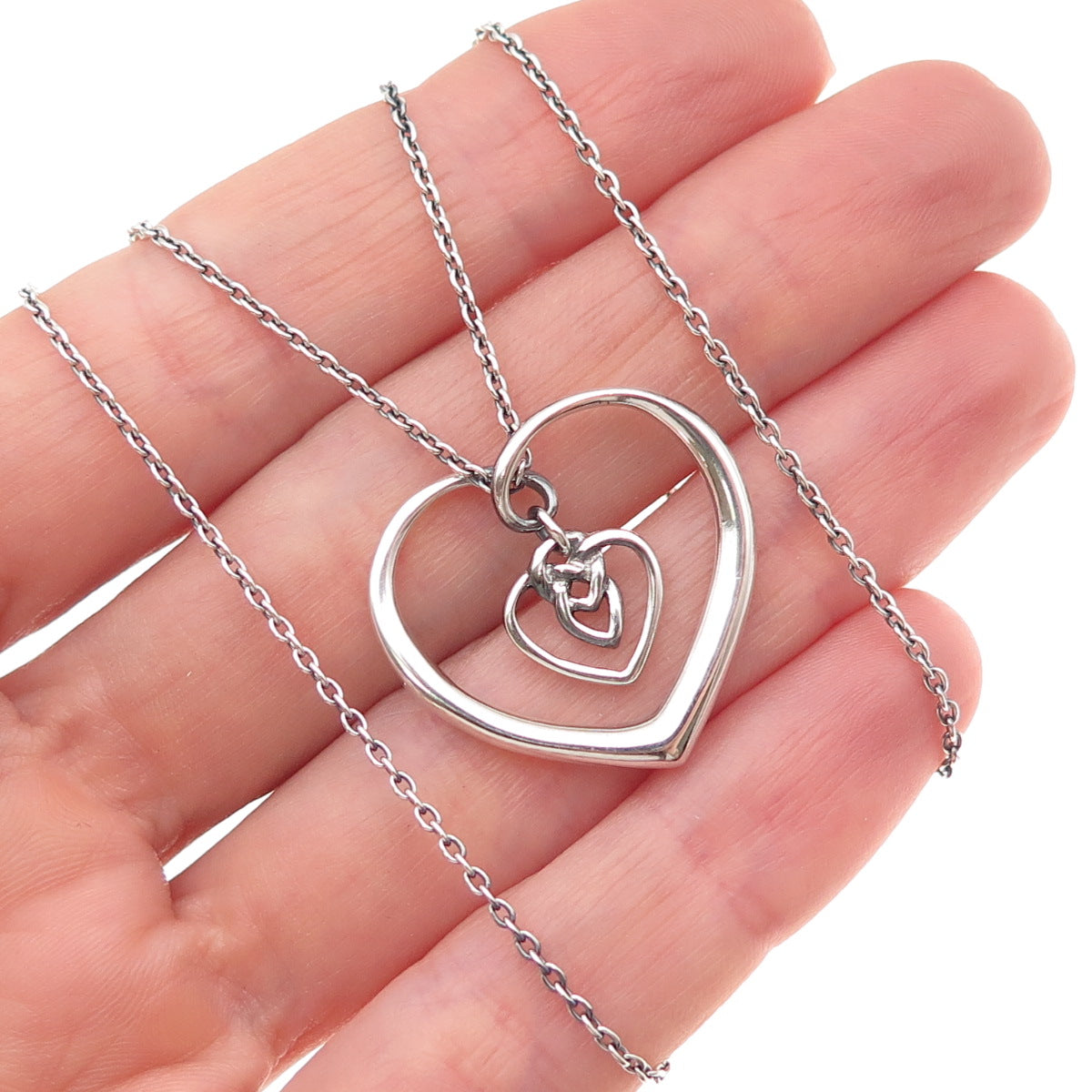 Kit Heath 925 Sterling Silver 2008 Celtic Heart Cable Chain Necklace 16-18"