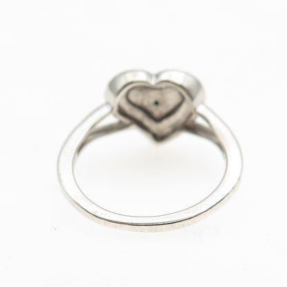 D'JOY 925 Sterling Silver Real Green Diamond Accent Heart Ring Size 5