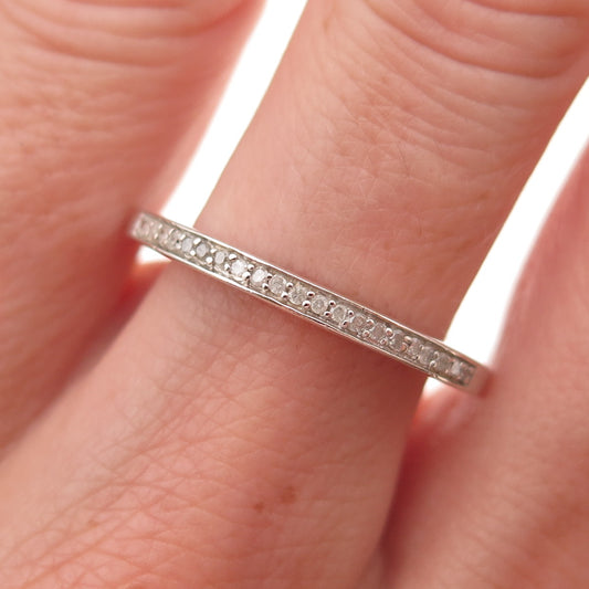925 Sterling Silver Real Diamond Half Eternity Stackable Band Ring Size 10