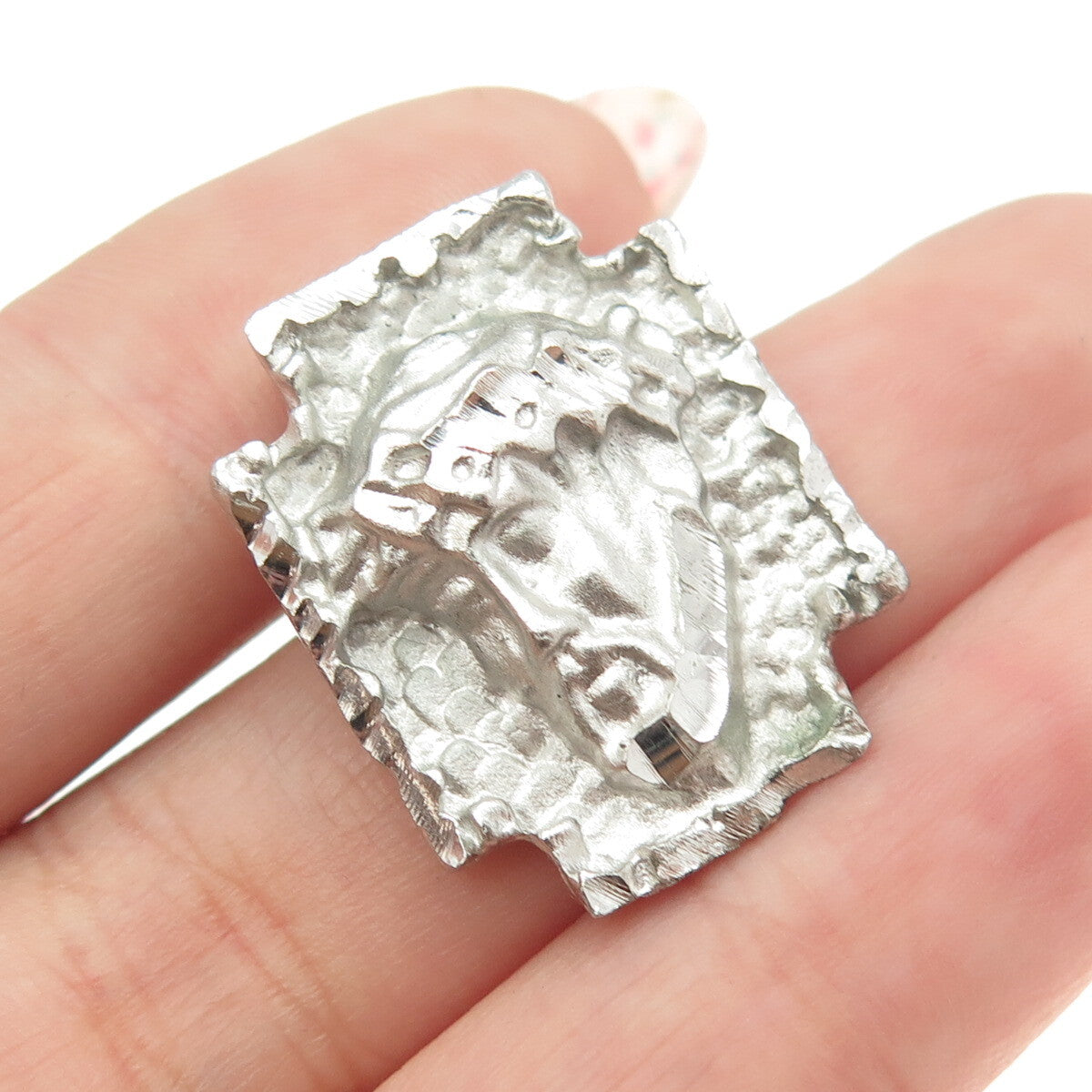 925 Sterling Silver Vintage Jesus Cross Religious Slide Pendant