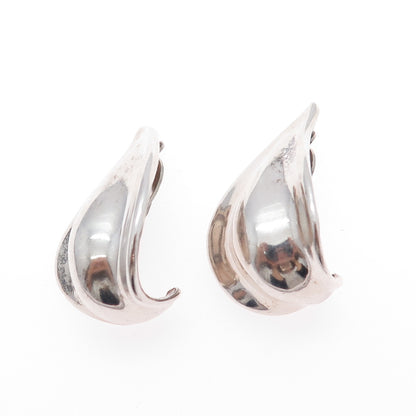 925 Sterling Silver Vintage Modernist Flame Clip On Earrings