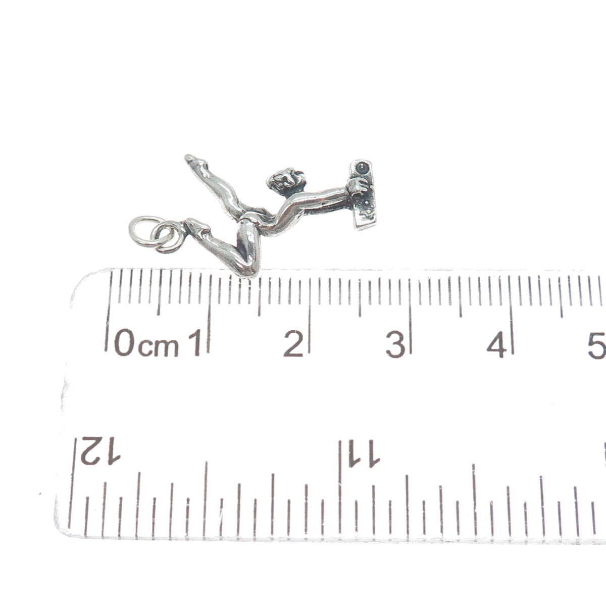 925 Sterling Silver Vintage Gymnast Girl 3D Pendant