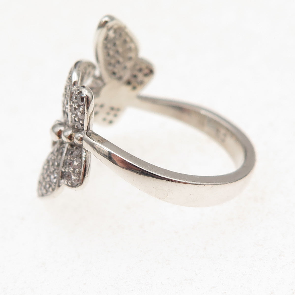 Felicia Design 925 Sterling Silver C Z Butterfly Adjustable Ring Size 8