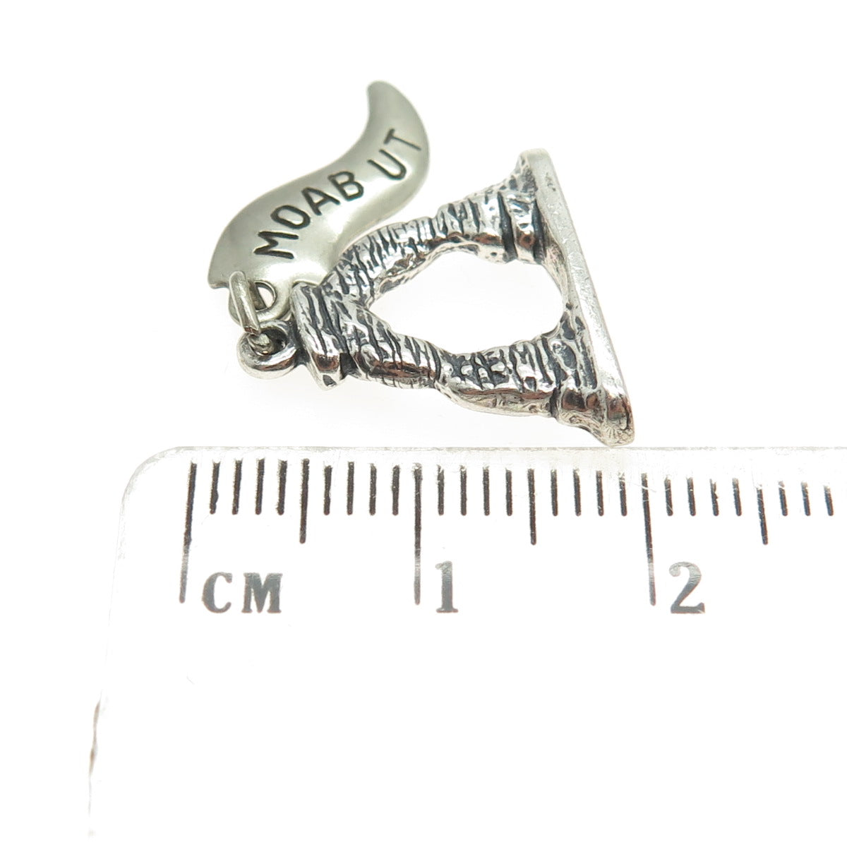 WHEELER MFG 925 Sterling Silver Vintage Delicate Arch Oxidized Charm Pendant