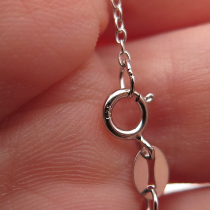925 Sterling Silver Real Round-Cut Diamond Heart Cable Chain Necklace 18"