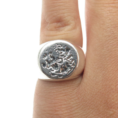 925 Sterling Silver Vintage Full Moon Signet Ring Size 5.25