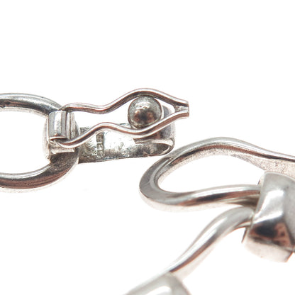 925 Sterling Silver Vintage Modernist Snaffle Bit Link Bracelet 6.75"