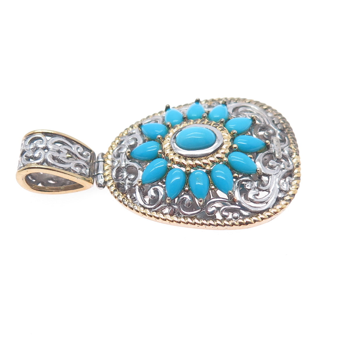 MICHAEL VALITUTTI Gems En Vogue Sterling Silver 2-Tone Real Turquoise Pendant