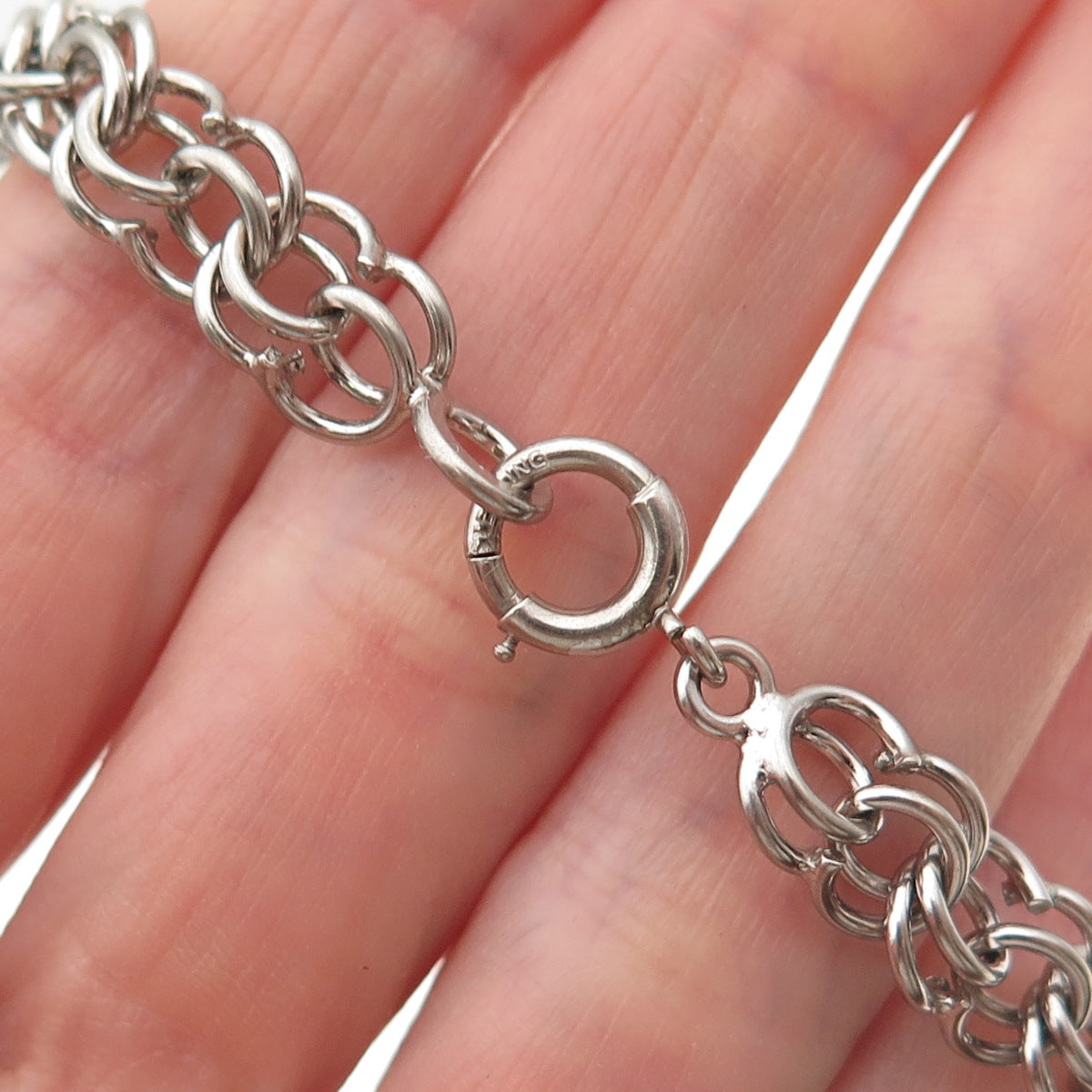 925 Sterling Silver Antique Art Deco Bismark Link Bracelet 7.5"