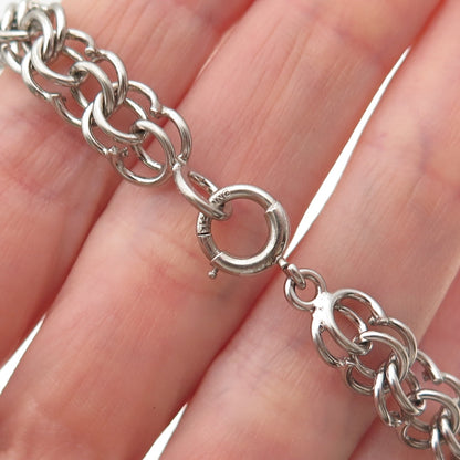 925 Sterling Silver Antique Art Deco Bismark Link Bracelet 7.5"