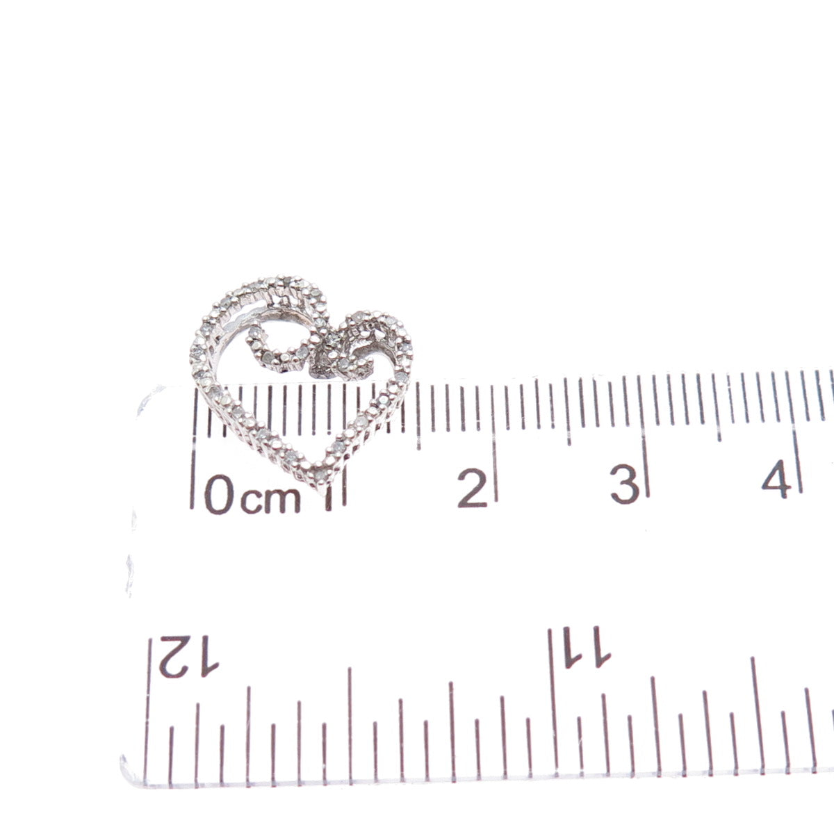 HN HENG NGAI 925 Sterling Silver Real Round-Cut Diamond Heart Mini Slide Pendant