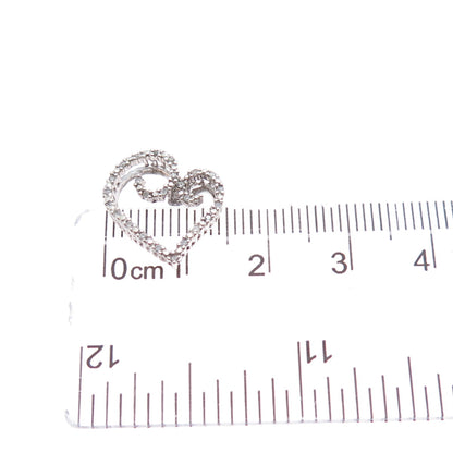 HN HENG NGAI 925 Sterling Silver Real Round-Cut Diamond Heart Mini Slide Pendant