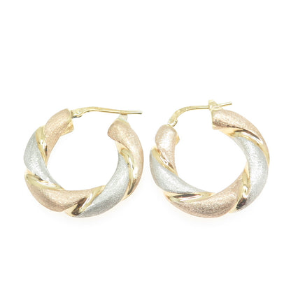 925 Sterling Silver Gold Plated 2-Tone Twisted Hoop Earrings