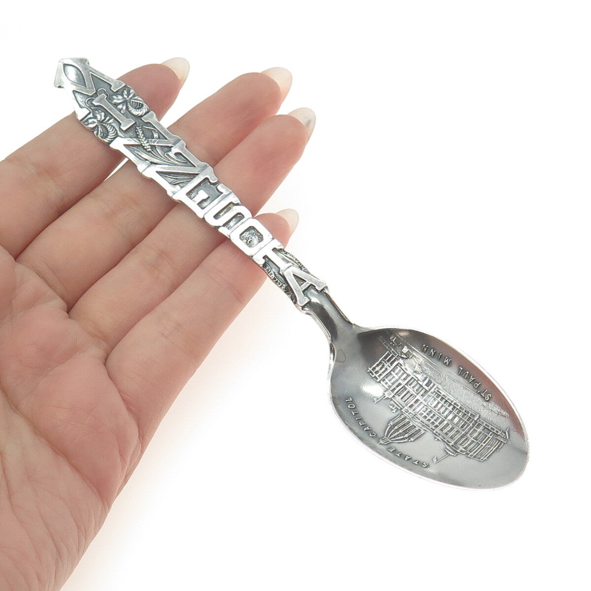 925 Sterling Silver Antique Art Deco Minnesota States & Cities Coffee Spoon