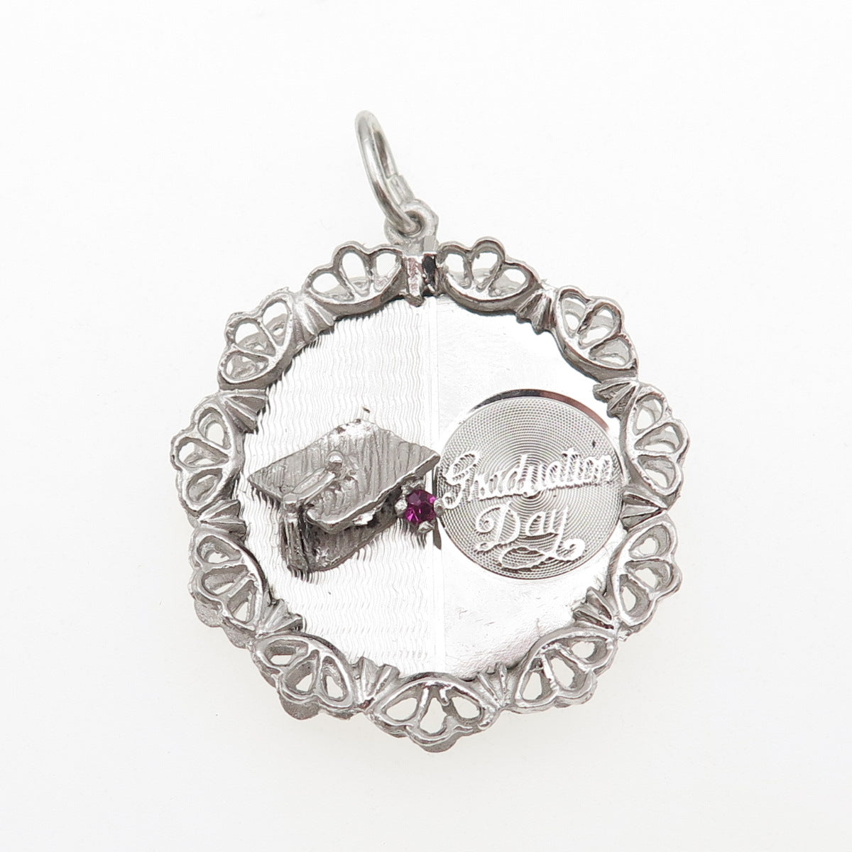 Art's Elegance 925 Sterling Silver Vintage Rhinestone Graduation Day Pendant