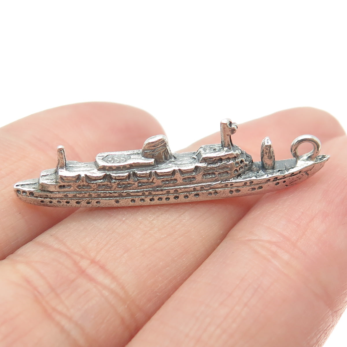 835 Silver Antique Art Deco SS Statendam Ocean Liner 3D Pendant