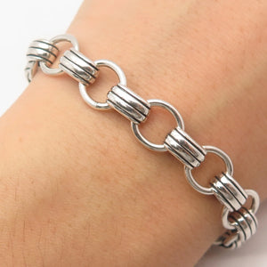 925 Sterling Silver Vintage Rolo Link Bracelet 7"