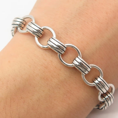 925 Sterling Silver Vintage Rolo Link Bracelet 7"