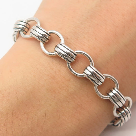 925 Sterling Silver Vintage Rolo Link Bracelet 7"