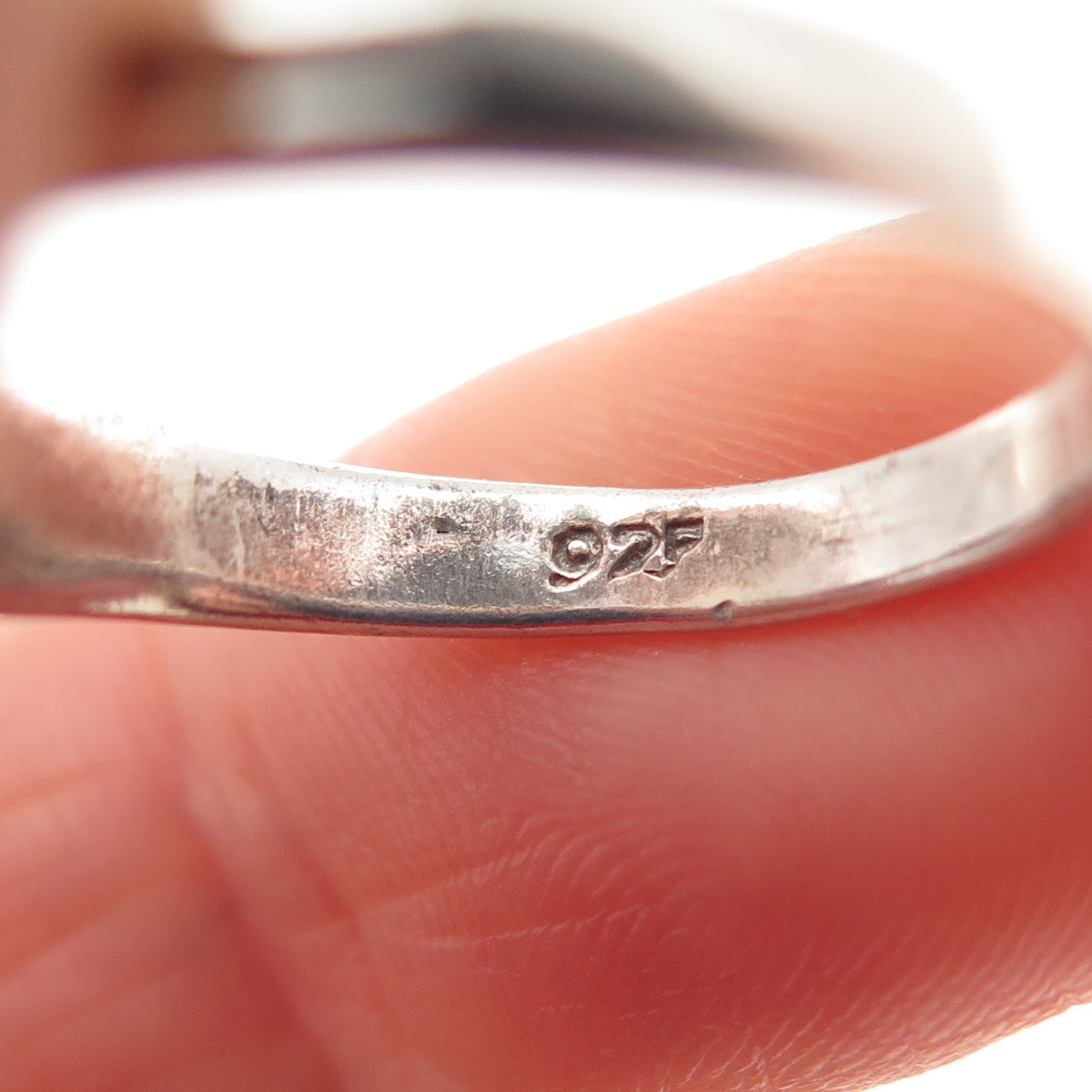 925 Sterling Silver Vintage Modernist Bypass Oxidized Ring Size 7