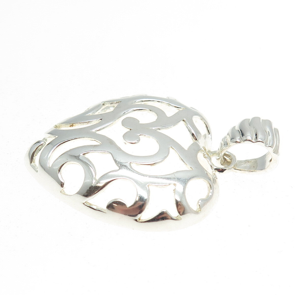 MILOR 925 Sterling Silver Vintage Italy Ornate Heart Pendant