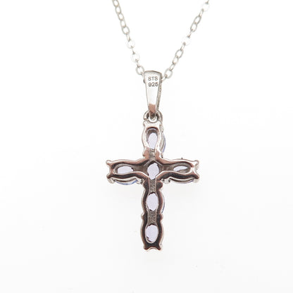Chuck Clemency 925 Sterling Silver Real Tanzanite Cross Cable Chain Necklace 20"