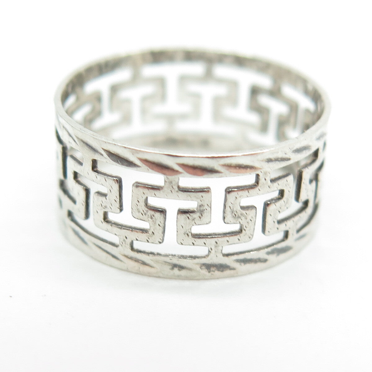 925 Sterling Silver Vintage N36 Greek Maze Band Ring Size 7.25