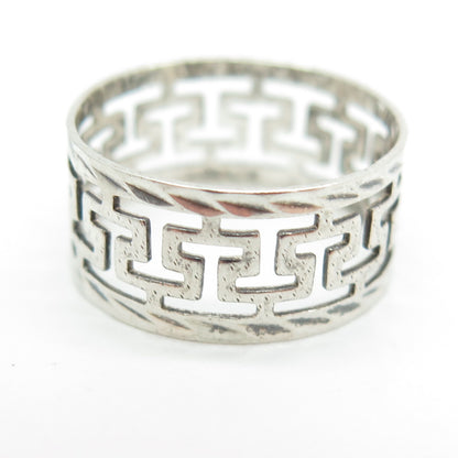 925 Sterling Silver Vintage N36 Greek Maze Band Ring Size 7.25