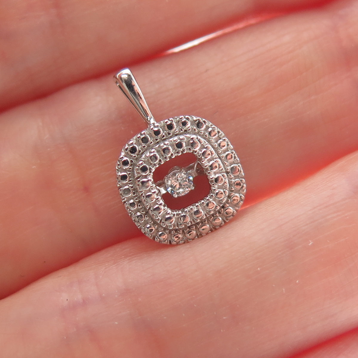 925 Sterling Silver Round-Cut C Z Cushion Minimalist Charm Pendant