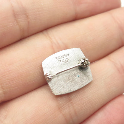 925 Sterling Silver Vintage cTo Black Enamel Protect Buildings Pin Brooch