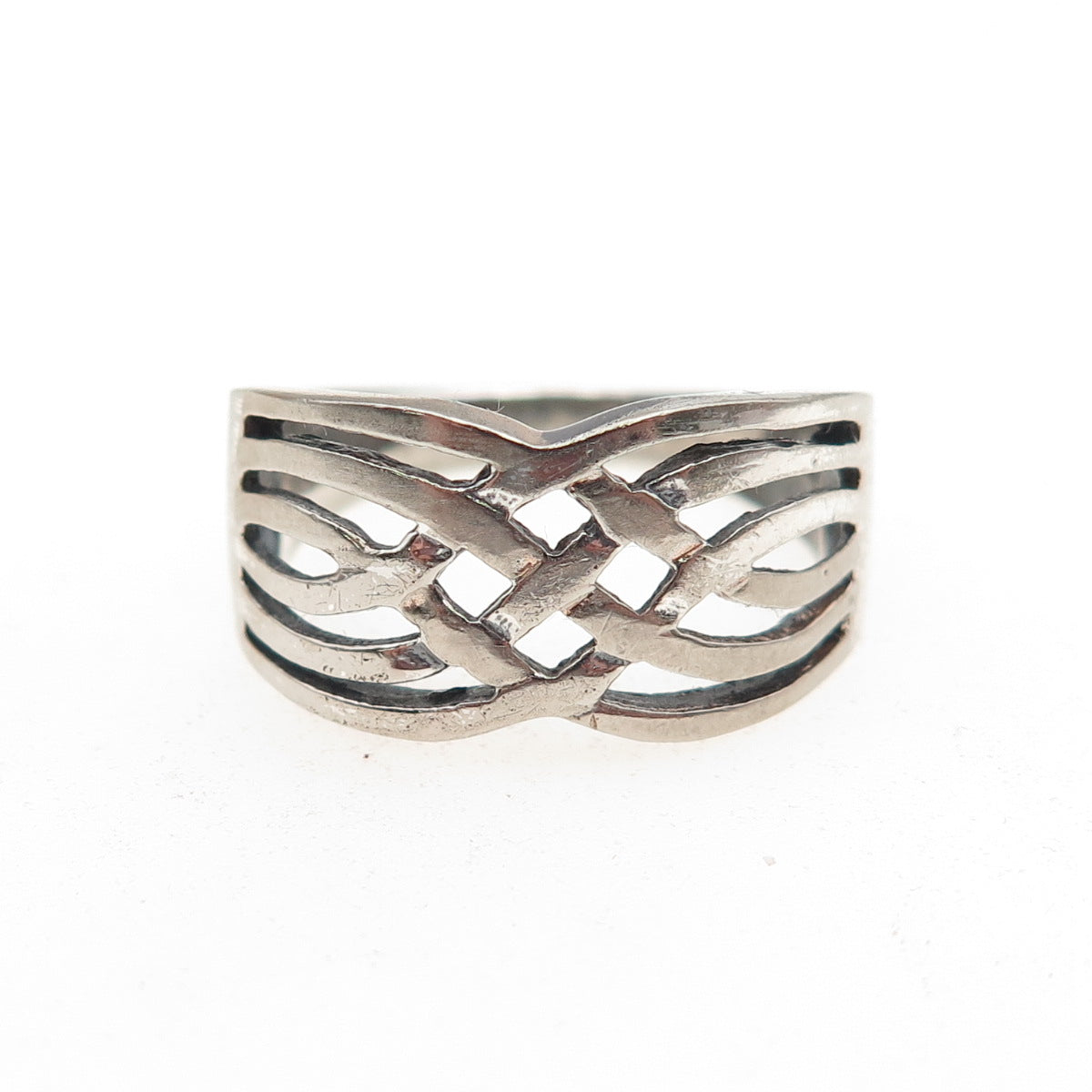 Charles Winston 925 Sterling Silver Vintage Celtic Woven Oxidized Ring Size 8.75