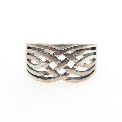 Charles Winston 925 Sterling Silver Vintage Celtic Woven Oxidized Ring Size 8.75