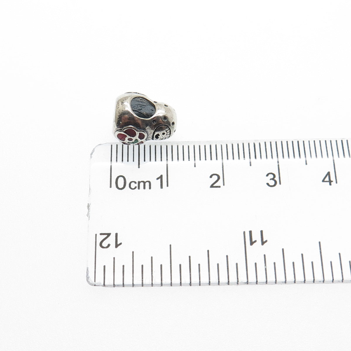 925 Sterling Silver Vintage Enamel Flower Baby Doll Bead Charm